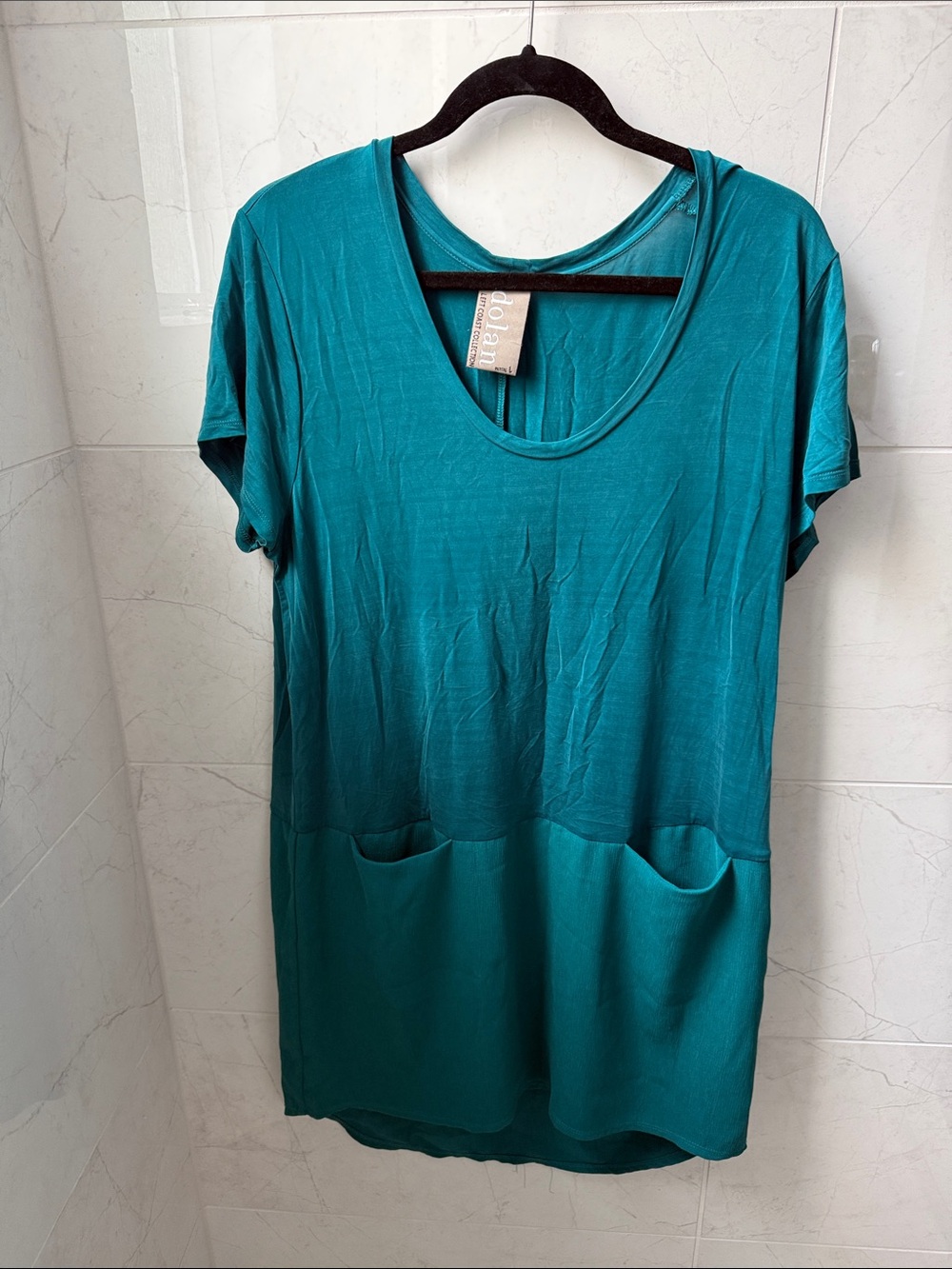 dolan Teal Short-Sleeve Pocket Midi Dress
